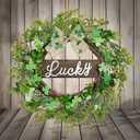 26'' St Patrick's Day Wreath with Bow - Lucky Sign Artificial Shamrock Wreath,St Patricks Day Door Decorations,Four Leaf Clover Irish Wreaths for Front Door Home Garden Party Decor