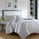 Nautica - Twin Comforter Set, Reversible Cotton Bedding with Matching Sham, Medium-Weight, Dorm Essentials, Oeko-Tex Certified (Fairwater Blue)