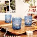 48pcs Blue Votive Tealight Candle Holders, Glass Tea Light Candle Holders for Table Centerpieces,Candle Holders for Wedding Decor, Gift, Home