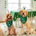St. Patrick's Day Dog Bandanas XLarge 3PCS, 6 Pattern Green Scarf for Boy and Girl, Triangle Reversible Bibs Breed for Puppy Pets