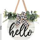 3D Hello Spring Wreaths for Front Door | White Horizontal Round Wreaths | Housewarming Gift | Farmhouse Wood Door Hanger for Home Decor Indoor and Outdoor, Classroom, Yard, Porch Decor