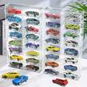 CHONOVO 1/64 Scale Toy Cars Display Case for Matchbox Hot Wheels Hold 32 Toy Cars Storage Case Organizer Box Wall Display Clear Model Car Case Holder Container Shelf 6.5 X 7.5 X 1.6 Inch 4 Pack