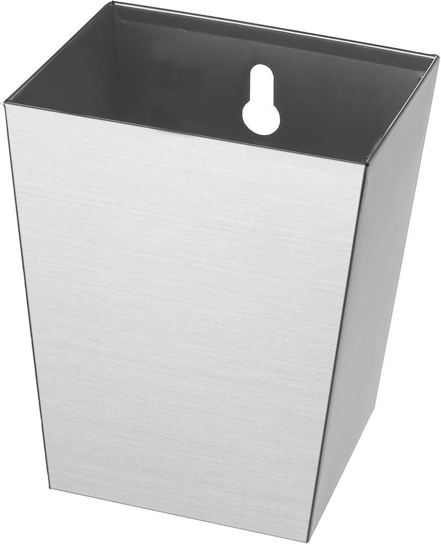 Stainless Steel Bottle Cap Catcher Wall Mounted Beer Top Bucket with Drained Narrow Brushed Silver