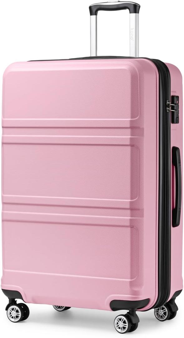 Kono 28 Inch Luggage Expandable Suitcase with Spinner Wheels TSA Lock Lightweight PC+ABS Hardside Large Checked Luggage Durable Rolling Suitcase Pink