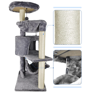 YUNIQUE Cat Tree with Cat Condo and Big Hammock, Grey