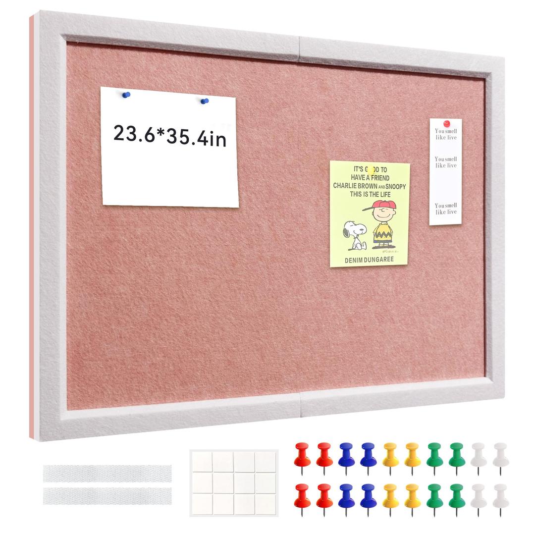 24"x36" Pink Felt Bulletin Board, Framed Pin Board