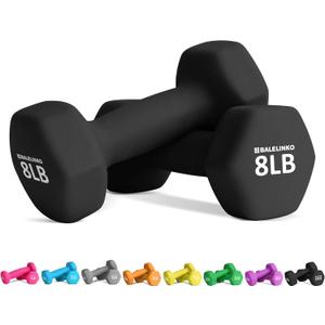 Balelinko Home Gym Equipment Workouts Strength Training Weight Loss Pilates Weights Yoga Sets Weights for Women, Men, Seniors and Youth (Black), 8 LBS