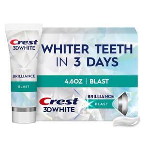 Crest 3D White Brilliance Blast Teeth Whitening Toothpaste, 4.6 oz, Anticavity Fluoride Toothpaste, 100% More Surface Stain Removal, 24 Hour Active Stain Prevention (EXP JUN 2028)