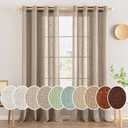 Taupe Curtains 84 inches Long for Bedroom Back Tab Light Filtering Privacy Sheer Taupe Curtains Modern Farmhouse Coastal Decor Taupe Cotton Textured Gauze Curtain for Living Room 2 Panels