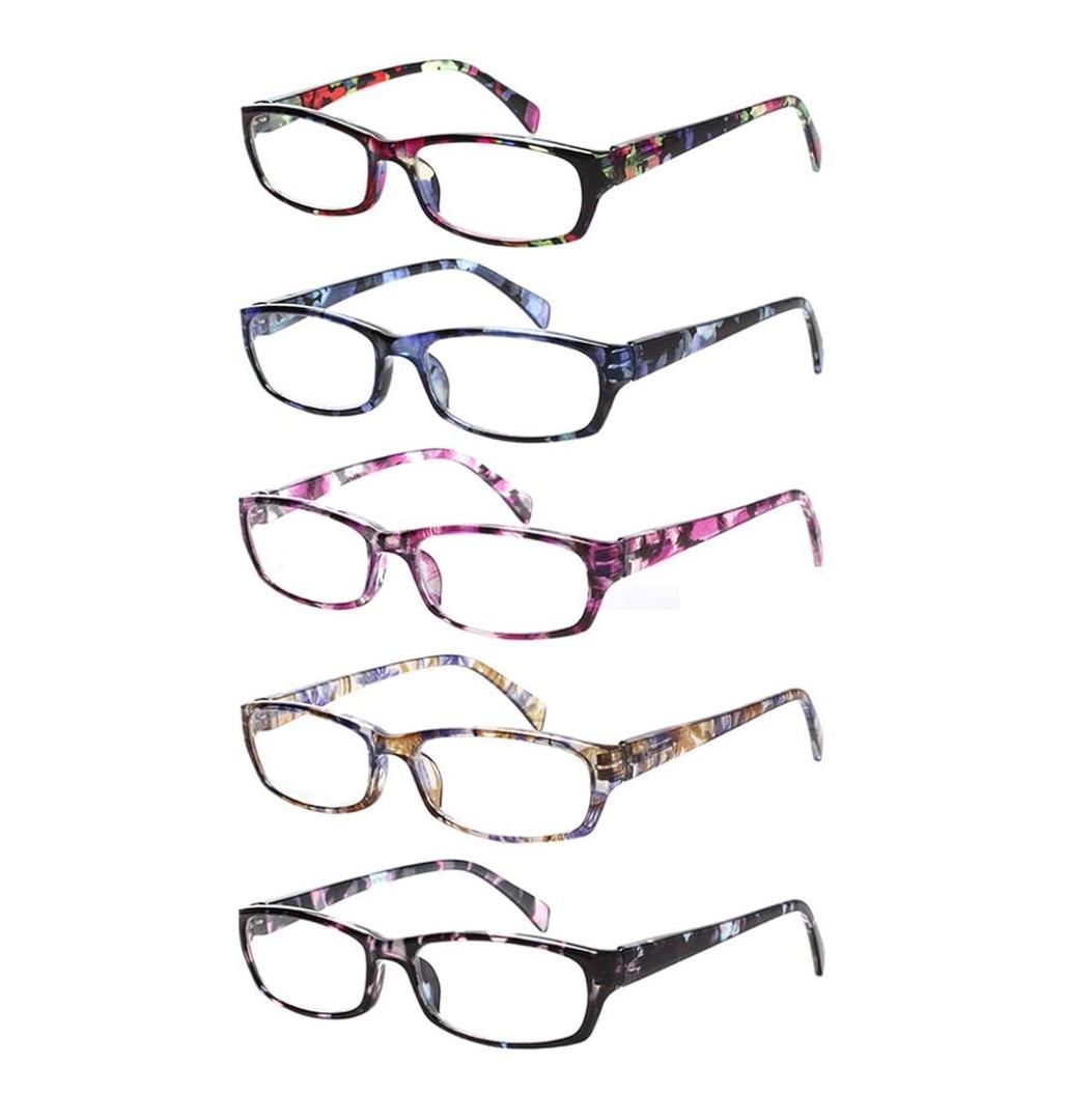 Kerecsen Reading Glasses 5 Pairs Fashion Ladies Readers Spring Hinge with Pattern Print Eyeglasses for Women (Mix Color -2, 4.00)
Amazon's Choice