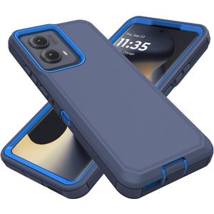 for Motorola Edge 2024 Case, Heavy Duty Defender Case Dustproof Shockproof Protection 3 in 1 Rugged Cover for Motorola Moto Edge 5G 2024 (Blue)