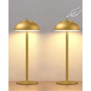 2 Pack Gold Led Cordless Table Lamps Rechargeable,Cordless Touch Lamp Battery Operated-Waterproof-for Outdoor Patio/Restaurants/Home/Dinner