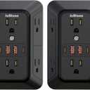 2 Pack Multi Plug Wall Outlet Extender Surge Protector 6 AC Outlet Splitter with 4 USB Ports(2 USB C) Wall Charger 1050J Power Strip 125V/15A, 1875W for Home, Office, Travel Dorm Room Essentials