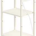 Tall End Table with Charging Station, 3 Tier Narrow Tall Nightstand with Storage, Slim Side Table for Bedroom, Living Room, Nursery, Office, Cream White