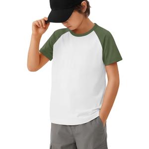 Yooo's Vivi Boys Baseball Tops | Baseball Tops, Crew Neck, Raglan Tees, Short Sleeve, Color-Block, Back to School, Basic, for Boys 5-14Y, Summer, Jersey