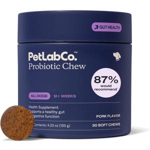 PetLab Co. Probiotics for Dogs, Support Gut Health, Occasional Diarrhea, Digestive Health & Seasonal Allergies - Pork Flavor - 30 Soft Chews - Packaging May Vary