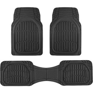 Motor Trend FlexTough LITE Rubber Car Mats Full Set - All Weather Floor Mats for Trucks, Cars & SUVs - Automotive Waterproof Black Car Floor Mats for Cars Interior Accessories Universal Trim-to-Fit