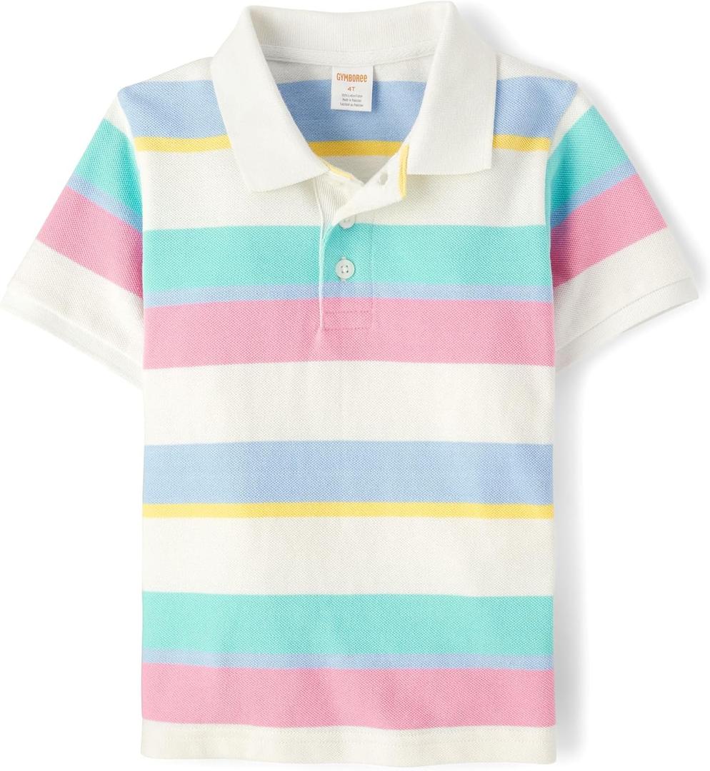 Gymboree boys And Toddler Short Sleeve Polo Shirt (3T, Easter Striped)
