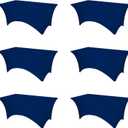BRILLMAX 6 Pack Navy Blue Fitted Spandex Table Covers - 6ft Stretch Tablecloths for 6 Foot Rectangle Folding Cloths Rectangular Bulk Linen Fabric Elastic Wedding Reception Banquet Birthday Party