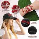13Pcs Game Day Football Hat Accessories Set, 1 Game Day Hat with 5 Decorative Chains 7 Red Beaded Bracelets for Football Lovers Mom Girlfriends Wife