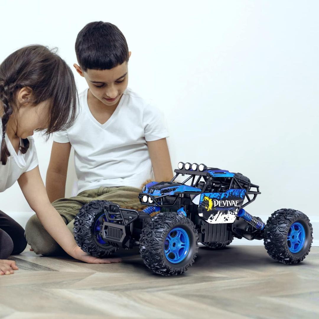 CROBOLL 1:12 Large RC Cars for Boys with Upgraded Lifting Function, 2.4GHz 4WD Remote Control Car Toy Gifts 20km/h Monster Truck for Kids, All Terrain RC Truck for 60Min Play(Blu)