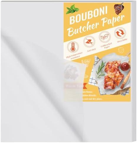 BOUBONI 100 Pieces Butcher Paper for Sublimation 15 x 15 inch Disposable No Wax Butcher Paper Sheets Precut Square Meat for Wrapping Meat Heat Press Art Project