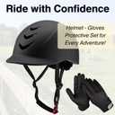 Equestrian Set - Helmet and Gloves for Horseback Riding and Training - Horse Riding Safety Gear Helmets Equestrian Equi-Pro Gear Gloves for Women, Man, One Size