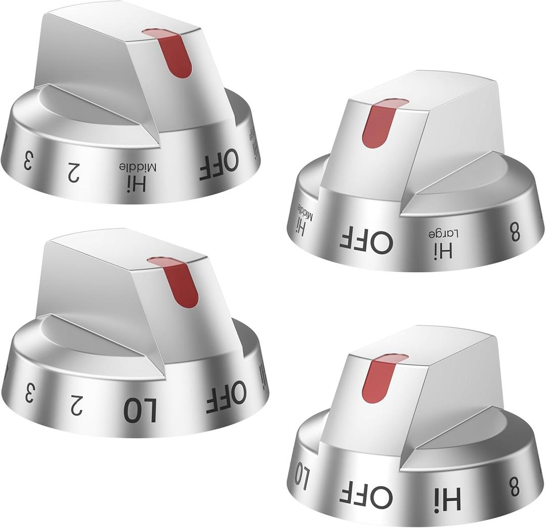 DG94-03500A/Z (4PCS) for Samsung Electric Stove Knob Replacement, DG94-03500V DG94-03500W for Samsung Oven Knob Replacement Compatible with NE63T8111SS/AA NE63T8311SS/AA NE63T8751SS/AA NE63T8711SS (Sliver)