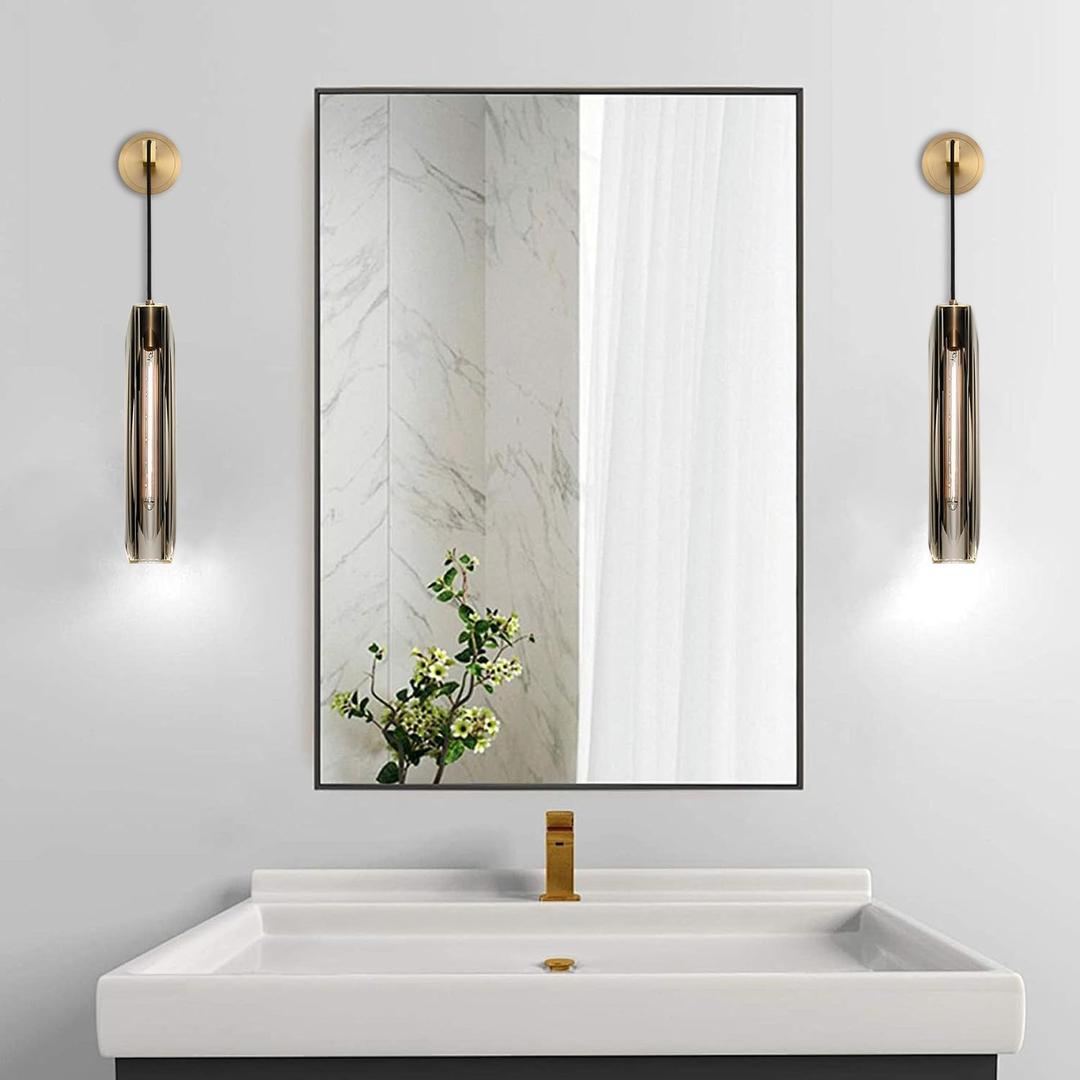 Wall Sconces Sets of 2,Modern Brass Crystal Wall Sconces,Handmade Modern Vanity Wall Sconce with Clear Crystal,Bathroom Living Room Bedroom,Bedside,Hallway, Corridor(2 Bulb Included)