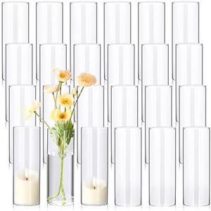 23 Pcs 8 Inch Tall Glass Vases Bulk Clear Cylinder Flower Vases Transparent Candle Holder Bulk Wedding Table Centerpieces Decoration for Banquet Dinners Party Event