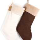 Christmas Stockings,2 Pack 20 Inches Hanging Xmas Stocking DIY Nametag for Family,Suede Fabric Stockings Fireplace Decorations Ornaments for Xmas Holiday for Family Kids