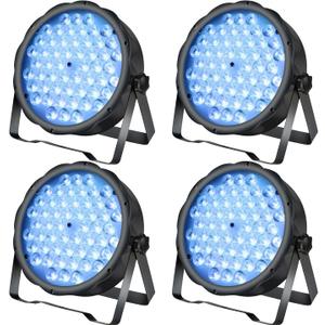 BETOPPER LED Par Lights 54 x 1.5W, RGB Stage Lights DMX DJ Lighting Sound Activated with Stand, Strobe Light & Wash Par Lighting DMX for Parties, Church, Wedding, Bars, 4 Pack