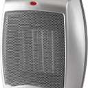 Lasko Desktop Electric Ceramic Space Heater with Adjustable Thermostat, 2 Heat Settings and Fan Only Mode, 9.2 Inches, Silver, 754200