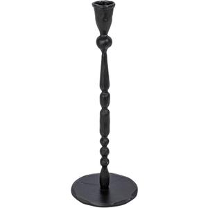 Creative Co-Op Decorative Hand-Forged Metal Taper Holder, Black (4" Round x 12"H)