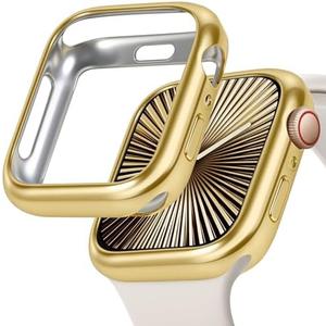 JR.DM 42mm Soft Flexible TPU Case Compatible for Apple Watch Series 3/2/1 Touchable Screen Lightweight Anti-Scratch All-Around Protector Thin Guard Shockproof Cover Shiny Bumper for iWatch, Gold