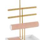 Jewelry Holder Organizer 4-Tier Gold Jewelry Stand with Necklace Organizer Earring Bracelet Holder Ring Box,Hanger for Display and Storage, Room Decor,Gift for Women