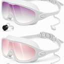 Rantizon Swim Goggles 2 Pack, Wide View Anti Fog&UV Swimming Goggles for Audlt, No Leaking Swim Glasses for Men Women Kids (Large for Adults, Gradient Pink & Gradient Purple)