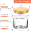 CONNOO 15 Pack 4 OZ Clear Glass Candle Jars with Airtight Bamboo Lids for Making Candles, Bulk Small Wide Mouth Empty Candle Containers with Sticky Warning Labels - Dishwasher Safe