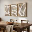 Large Framed Neutral Abstract Wall Art for Living Room, 3 Piece Modern Canvas Prints Paintings Artwork for Walls, Minimalist Beige Taupe White Abstract Pictures for Hallway Office Wall Decor 24x36 In, 24" W x 36" H x 3Pcs
