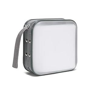 Baocool 48 Capacity CD/DVD Case Storage Holder Binder Organizer Portable Zipper Hard Plastic CD/DVD Cases Organizer Wallet Book for Car Home Office Travel(White), 2 P
