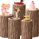 SaitiMade Set of 5 Wood Cylinder Stand Covers, Spandex Pedestal Stand Covers for Party, Wedding or Baby Shower Event Decor (Only Contains Cylinder Covers)