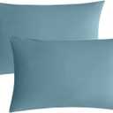 JELLYMONI Pillowcases Standard Set of 2 Cotton Envelope Pillow Covers Grayish Blue 2026in Bed Pillow Case 100% Washed Cotton Soft Breathable (Pillows are not Included)