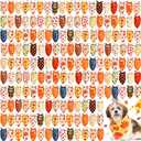 Sweetude 200 Pieces Fall Dog Bandanas Bulk Thanksgiving Day Bandanas for Dogs, Pumpkin Maple Leaves Pattern Pet Triangle Scarf Puppy Dog Kerchief Bibs for Autumn Holiday Costume Accessories Decoration