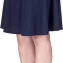 Dani's Choice Impeccable Elastic High Waist A-line Full Flared Swing Skater Knee Length Skirt (Blue, XL)
