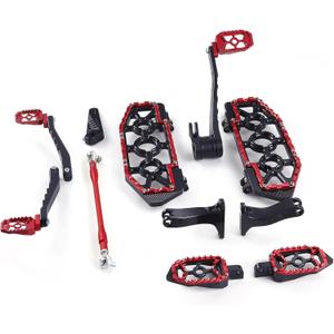 Road King Street Glide Floorboards MX Foot Boards for Harley Touring CVO Brake Shifter Levers 2014-2024 (Red+Black)