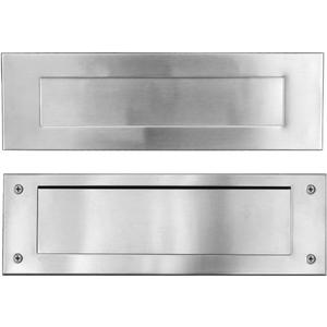 Venia Stainless Steel Mailslot for Front Door 13 x 4 Inch Through Door Letter Plate Insert Rustproof 304 Steel Satin Finish Durable Weather Resistant Mail Slot