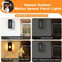 19" Motion Sensor Outdoor Wall Lights, 2 Pack Large Dusk to Dawn Outdoor Lights, 2 Lighting Modes Waterproof Anti-Rust Wall Sconces, Exterior Lighting Fixtures for Front Door, Porch, Garage