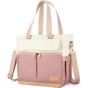 JOYHILL Lunch Bag for Women, Lunch Tote Leakproof Insulated Lunch Box with Shoulder Strap, Adult Reusable Lunch Cooler Tote Bags for Work Picnic Camping Beach (A-PINK)