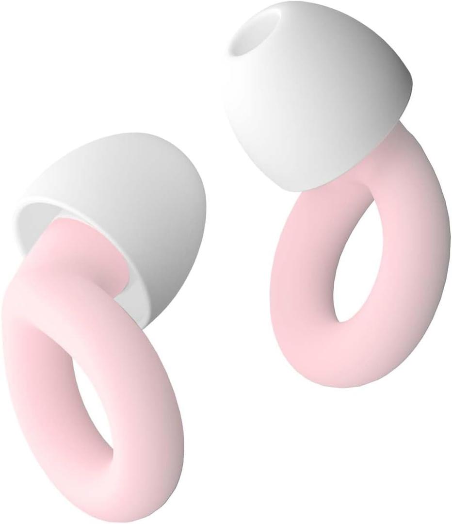 Earplugs for Sleeping, 33db Noise Canceling Ear Plugs, Waterproof Reusable Noise Canceling Earplugs for Concerts, Motorcycles, Travel and Hearing Protection - 8 Ear Tips in XS/S/M/L, Pink