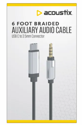 Acoustix 6 Foot Braided Auxiliary Audio Cable